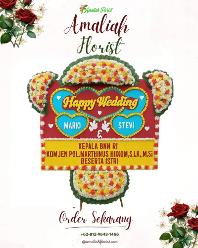 Karangan Papan Bunga Pernikahan di Laikang